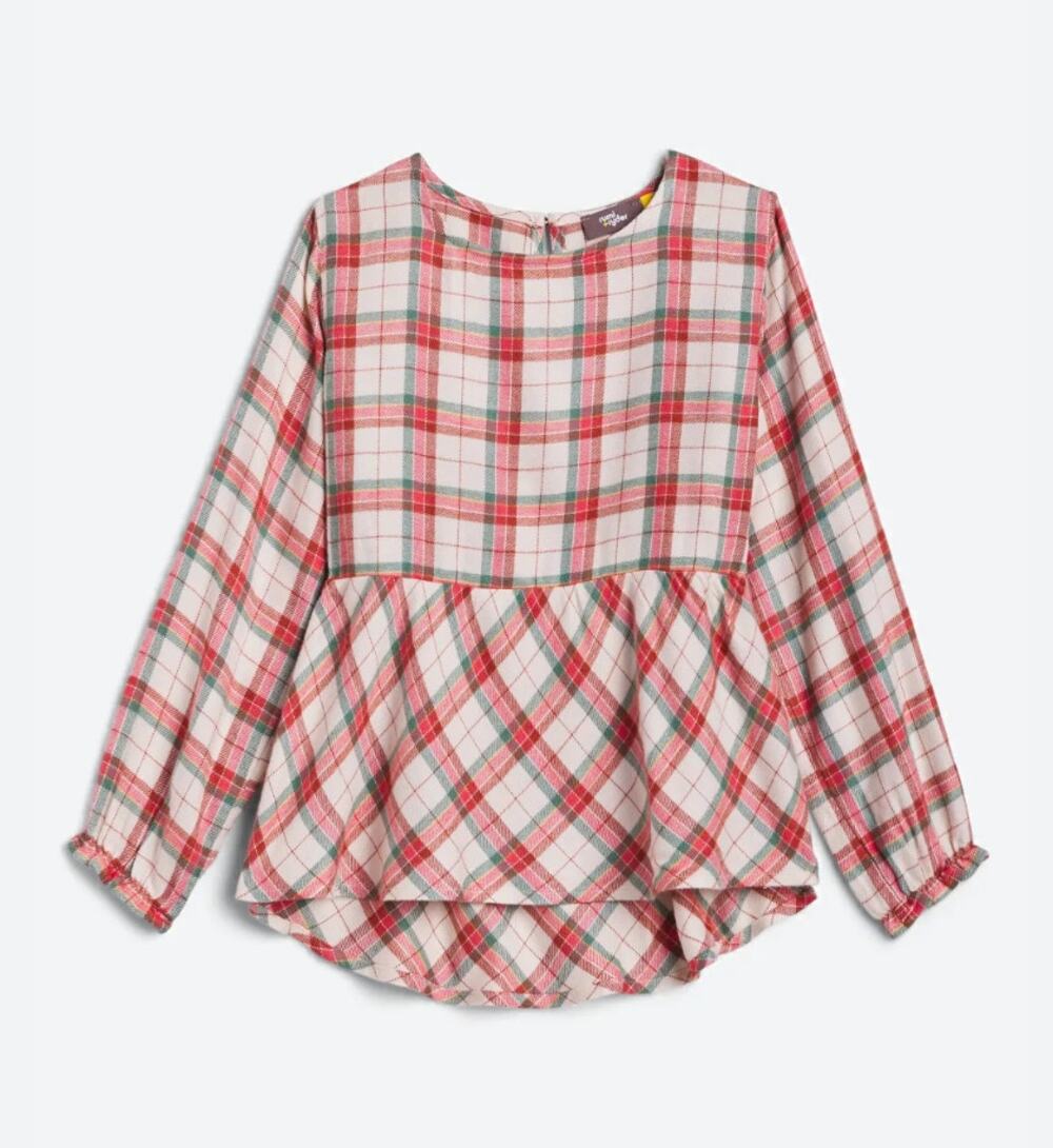 Plaid Flannel Blouse Rumi + Ryder Peplum Size M 8 - 10